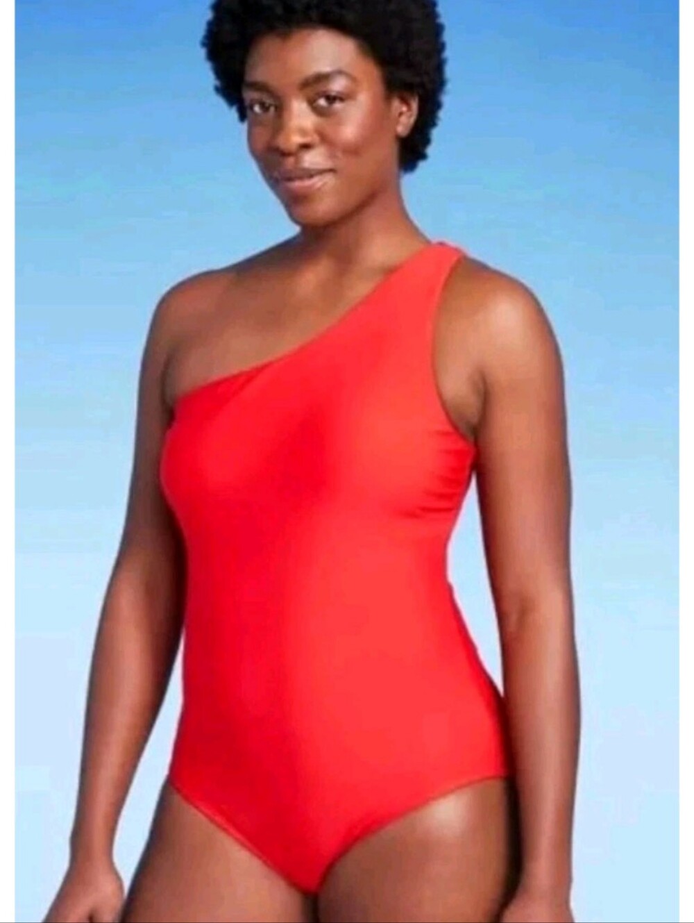 NWT Kona Sol sz M 8-10 Red One Shoulder one pc Swimsuit Women's Tummy Control